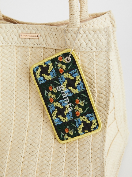 「glanta」ブロックフラワー刺繍スクエアペーパーかごバッグ(パスケース付き)（バッグ・財布・小物入れ/カゴバッグ）の詳細画像