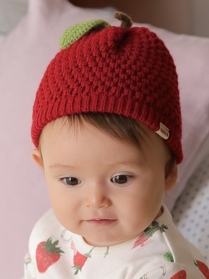 HERMES　ベビー　ニット　帽子　キャップ　赤ちゃん　かわいい　ボーダー