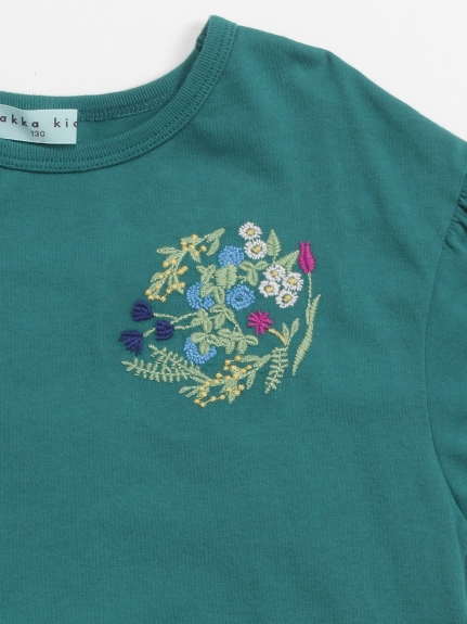 フラワーブローチ刺繍Aラインカットソー（トップス/カットソー）の詳細画像