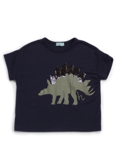 ハッカキッズ(hakka kids)の恐竜スパンコールオーバーサイズTシャツ Ｔシャツ