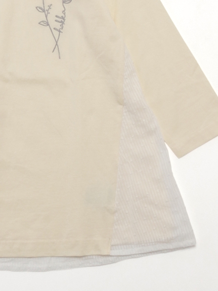 フラワーモチーフ7分袖Tシャツ（トップス/チュニック）の詳細画像