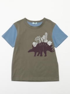 ハッカキッズ(hakka kids)のステゴサウルスプリントバイカラーTシャツ Ｔシャツ