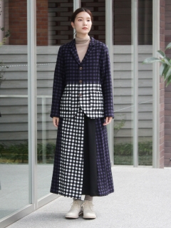 ケイハヤマプリュス(KEI Hayama PLUS)のVert ギンガムカットジャカードラップスカート(裏地付き) ロングスカート