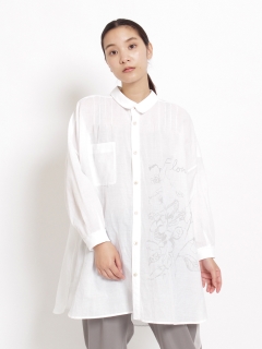 ケイハヤマプリュス(KEI Hayama PLUS)のVert 綿ラミーローン Flowerプリントワイドシルエットシャツ シャツ