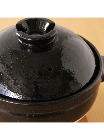 黒釉土鍋 三合炊き 鍋敷き・しゃもじ付き（【Madu】キッチン/土鍋・鍋小物）の詳細画像