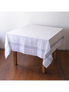 マディ(Madu)のSAVA チェック テーブルクロス150×150 ホワイト テーブルクロス