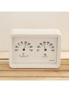 マディ(Madu)の温湿度計（A6ハガキサイズ）　ホワイト 時計