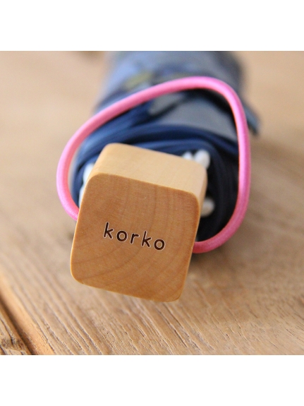 【オンライン限定】　「korko」フラワリー柄　折りたたみ晴雨兼用日傘　ネイビー（【Madu】ウェア＆グッズ/傘）の詳細画像