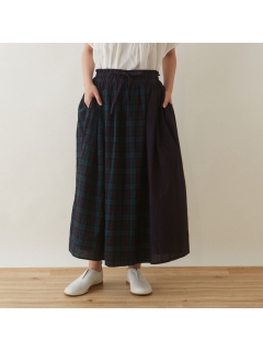マディ(Madu)の綿麻ボイルワッシャー　ギャザー巻き風スカート スカート