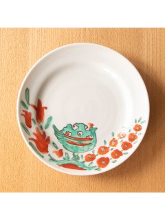 マディ(Madu)の色絵　孔雀に花　4.5寸皿 プレート・皿