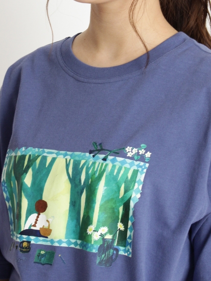 [大きいサイズ][15号 19号]SUPER HAKKA×さわ「森へ」プリント&刺繍Tシャツ（トップス/Ｔシャツ）の詳細画像