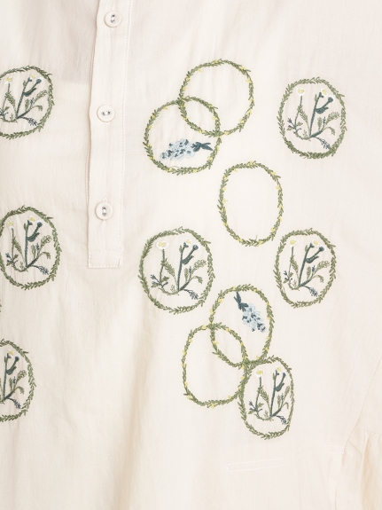 [大きいサイズ][15号 19号 ]コットンワッシャーローンシャボンリーフ刺繍半袖ワンピース（ワンピース/シャツワンピース）の詳細画像