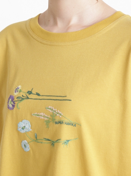 [大きいサイズ][15号 19号 ]スリープフラワー刺繍Tシャツ（トップス/カットソー）の詳細画像